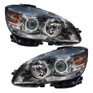 Mercedes-Benz C-Class Headlight Assemblies - ORACLE Lighting - Pre-Assembled with ORACLE Halos - Chrome - `08-`11